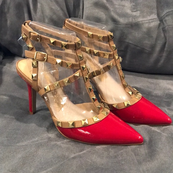 Jessica Simpson Shoes - Jessica Simpson Red Studded Pumps